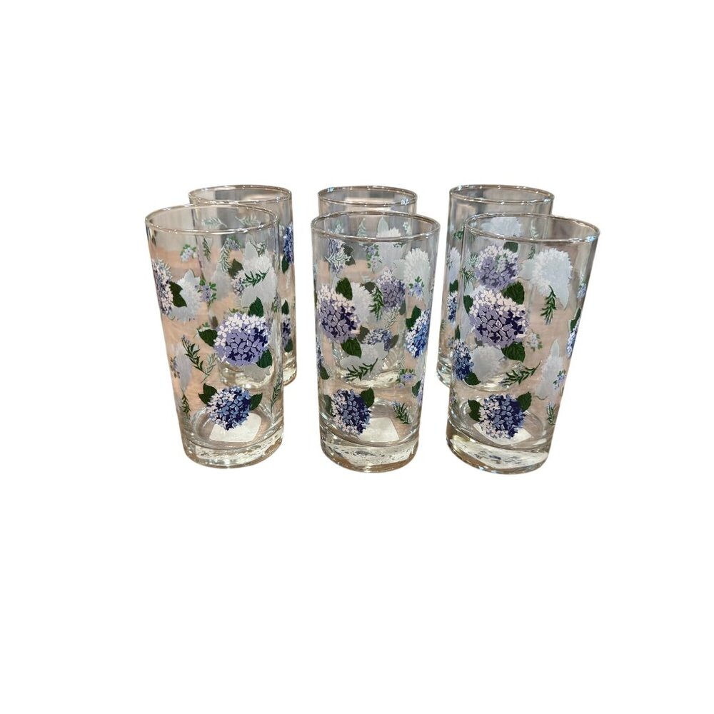 Set of 6 Blue Hydrangea Cooler Glasses – 16.3 oz - Picture 3 of 5
